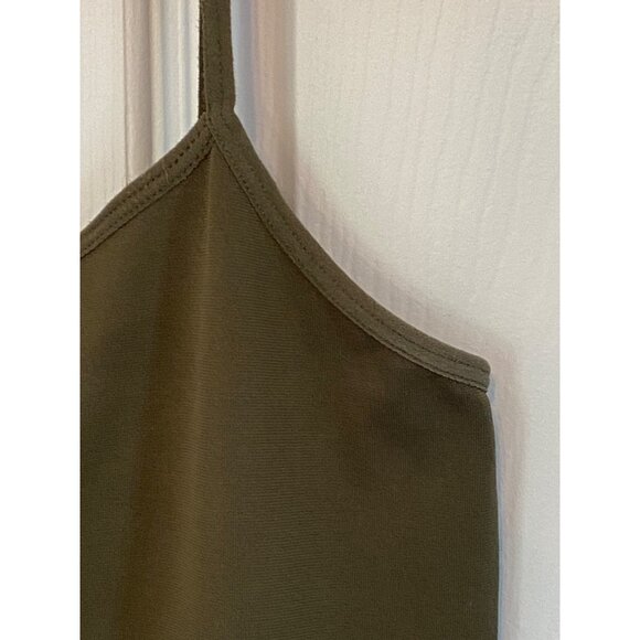 Olive Green Spaghetti Strap Cami Tank Top For Women by Colorful - Picture 2 of 14
